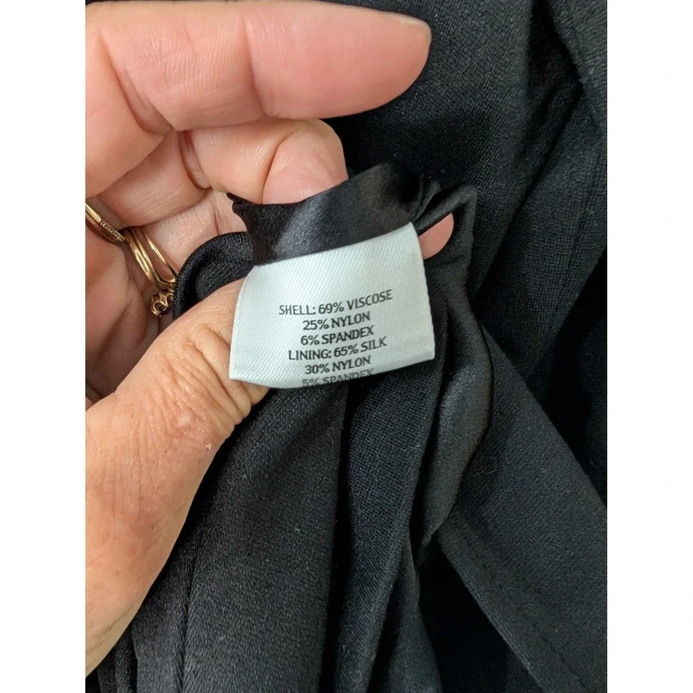 Eileen Fisher Petite Black Viscose Silk Blend‎ Single Button Blazer Jacket small